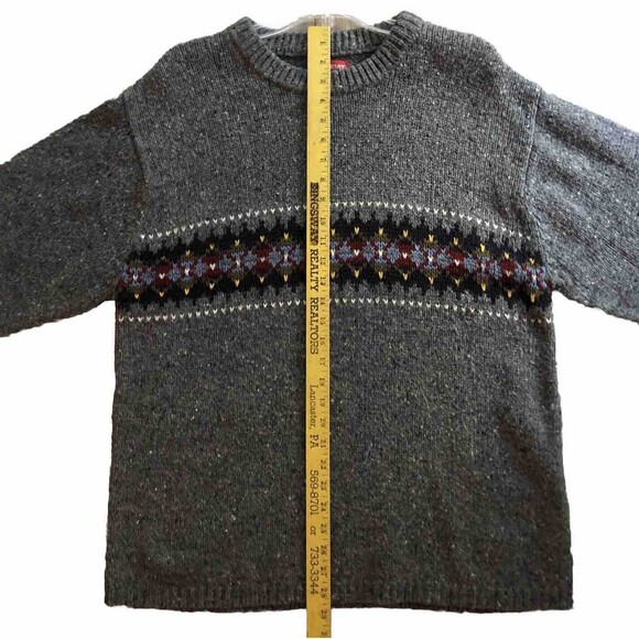 Union Bay Wool Blend Crewneck Sweater Mens Size L 80s Gray Grandpa Core Pullover - Picture 7 of 10